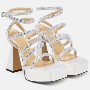 MACH & MACH
Crystal-Embellished Satin Platform Sandals